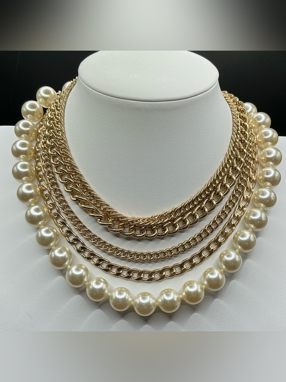 CLAIRS LARGE CHUNKY GOLDTINE LAYERED CHAIN STRAND NECKLACE